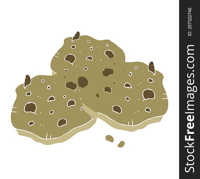 flat color illustration of chocolate chip cookies. flat color illustration of chocolate chip cookies