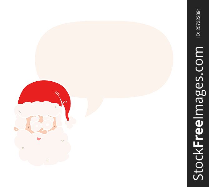 cartoon santa claus with speech bubble in retro style