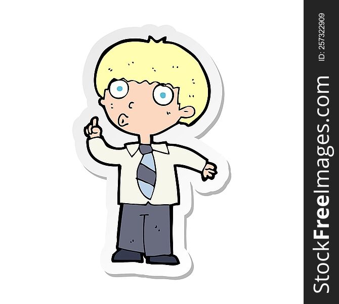 Sticker Of A Cartoon School Boy With Question