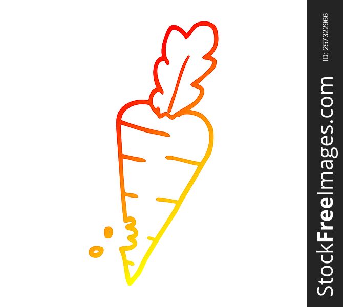 warm gradient line drawing of a cartoon carrot with bite marks