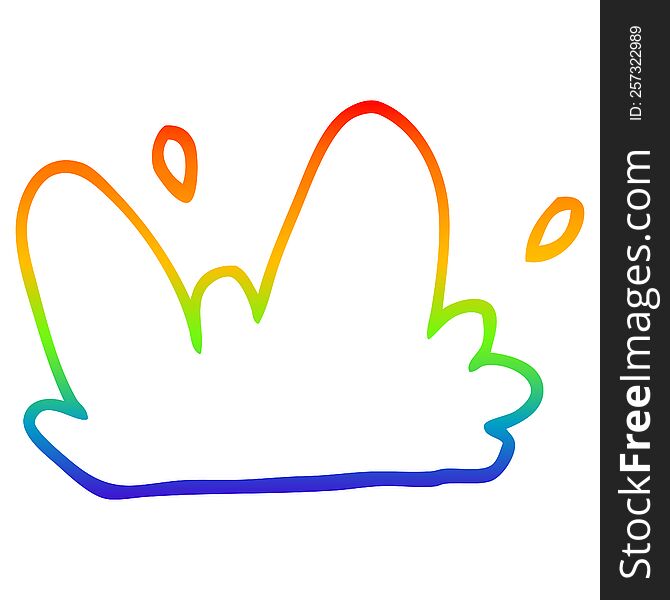 rainbow gradient line drawing of a cartoon mud splat
