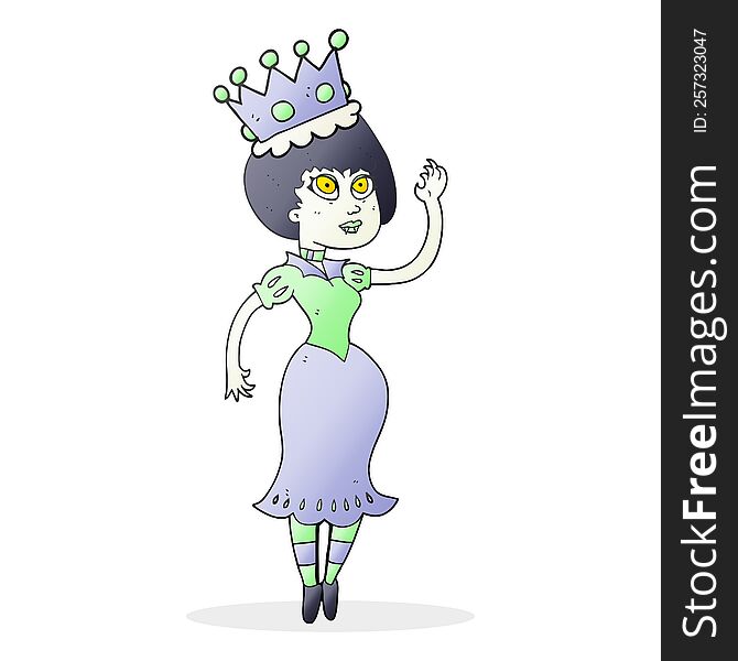 Cartoon Vampire Queen Waving