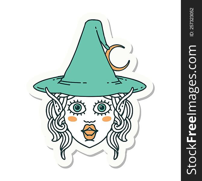 Elf Mage Character Face Sticker