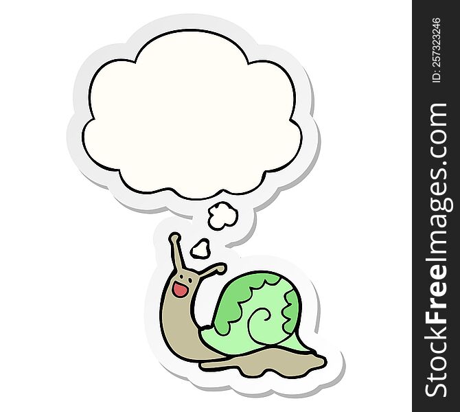 Cute Cartoon Snail And Thought Bubble As A Printed Sticker