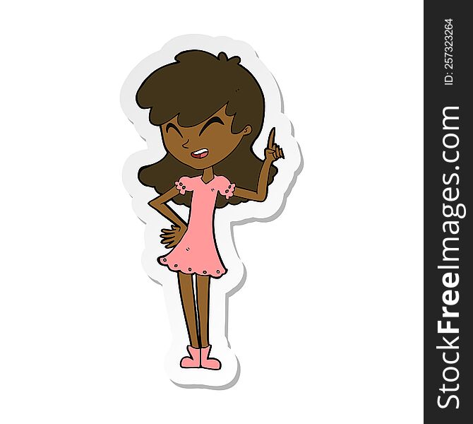 sticker of a cartoon girl making point