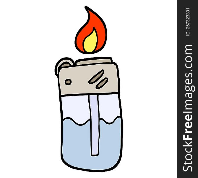 hand drawn doodle style cartoon cigarette lighter