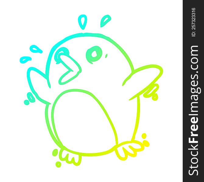 Cold Gradient Line Drawing Frightened Penguin