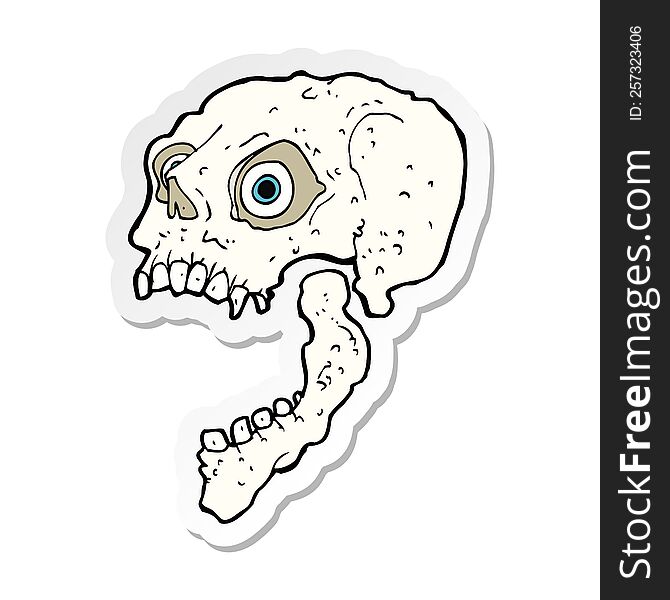 Sticker Of A Cartoon Scary Skull