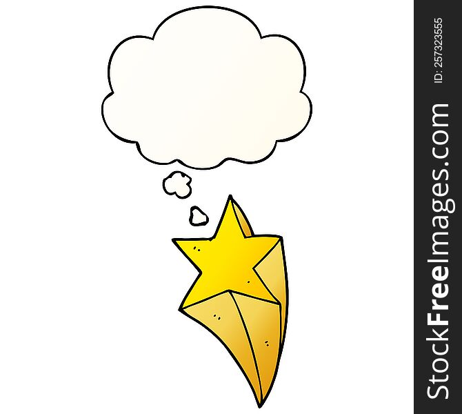 Cartoon Shooting Star And Thought Bubble In Smooth Gradient Style
