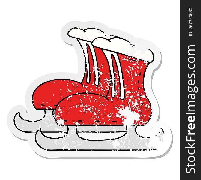 Distressed Sticker Cartoon Doodle Ice Skate Boots