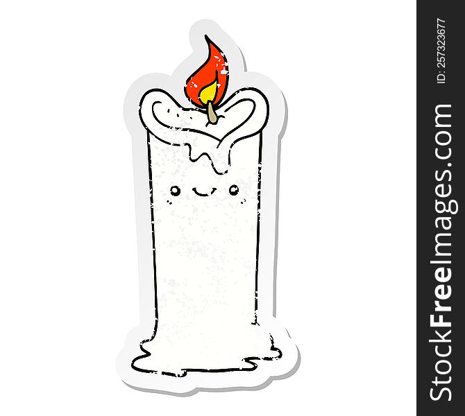 distressed sticker of a cartoon candle