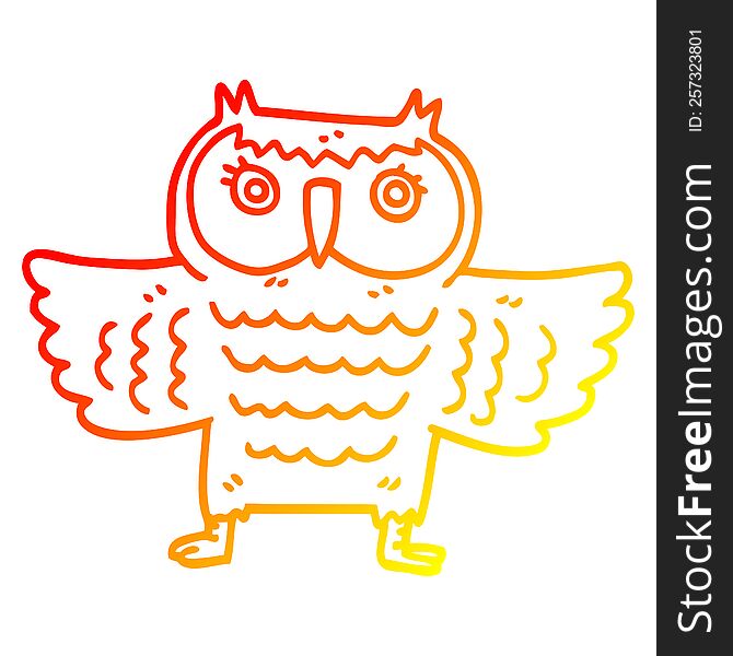 Warm Gradient Line Drawing Cartoon Wise Old Owl