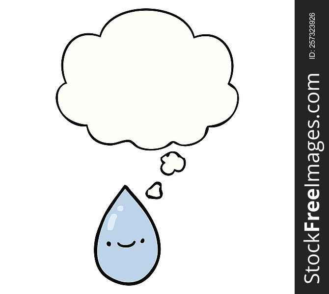 Cartoon Raindrop And Thought Bubble