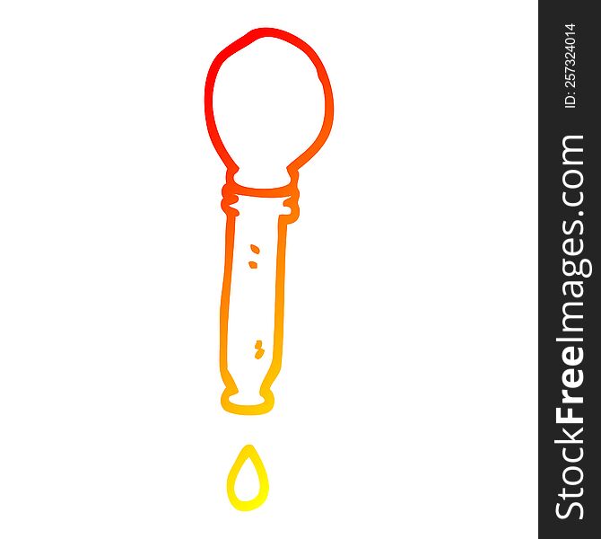 warm gradient line drawing of a cartoon dripping pipette