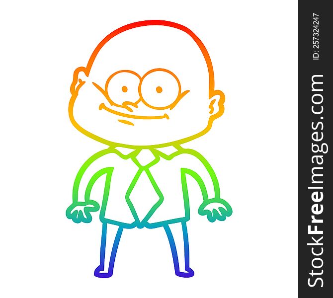 rainbow gradient line drawing of a cartoon manager man staring
