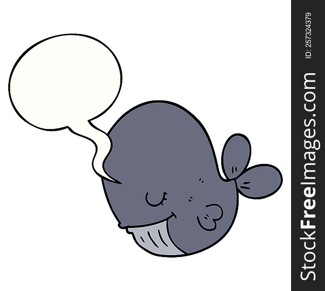Cartoon Whale And Speech Bubble