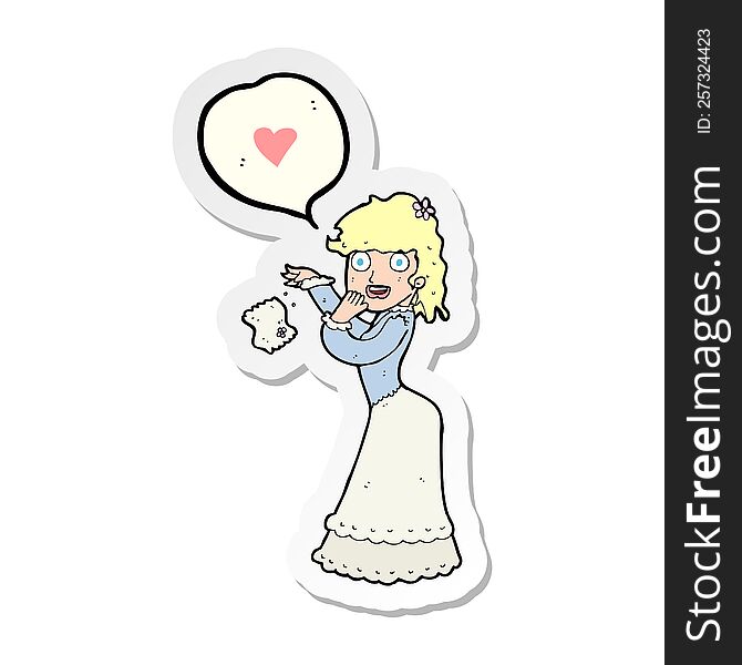 Sticker Of A Cartoon Woman Dropping Handkerchief