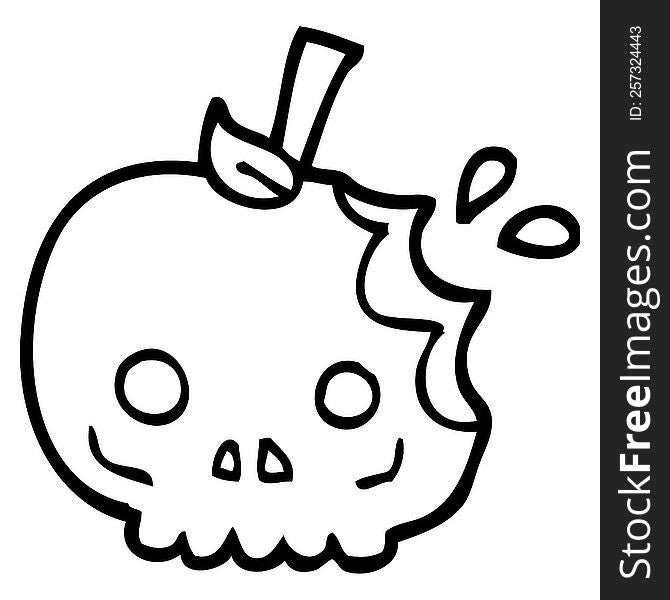black and white cartoon red poison apple