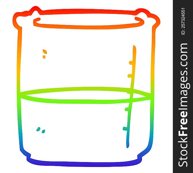 Rainbow Gradient Line Drawing Cartoon Beaker Of Blood