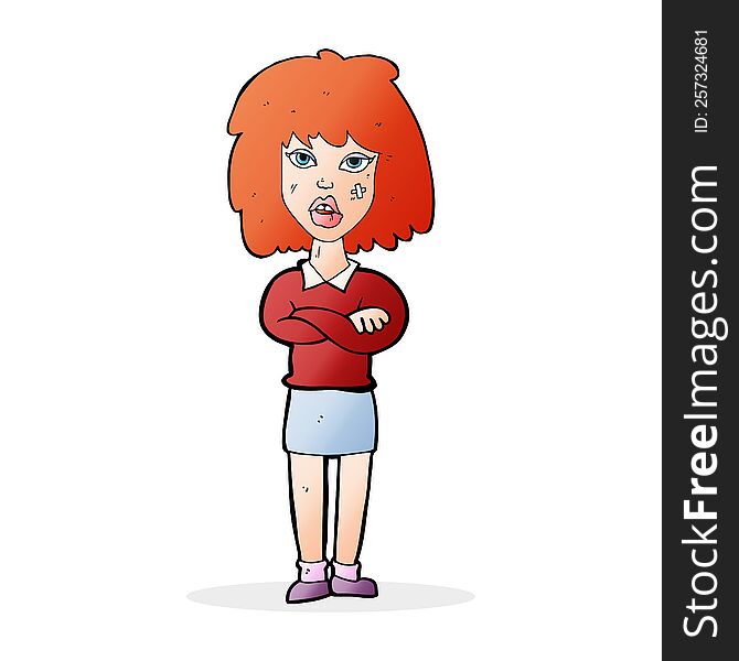cartoon tough woman with folded arms