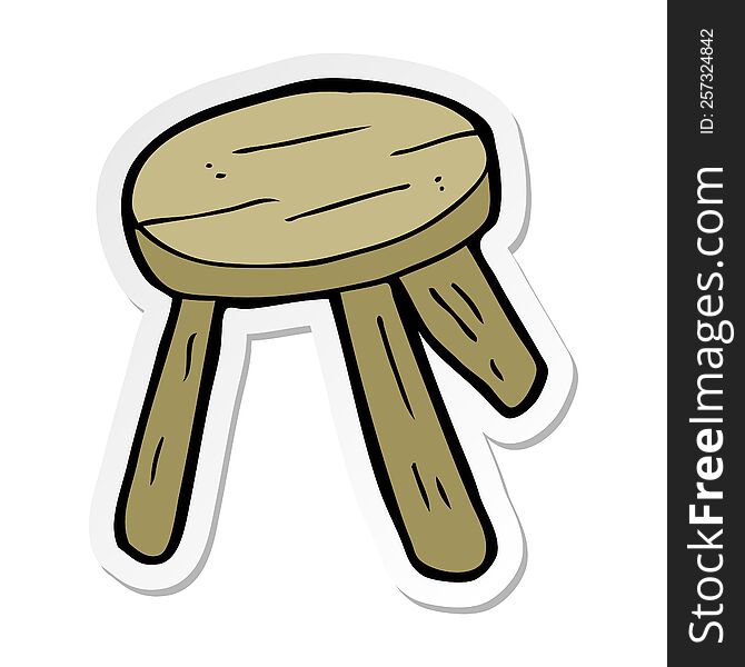 Sticker Of A Cartoon Wooden Stool