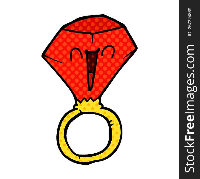 cartoon doodle red ruby ring