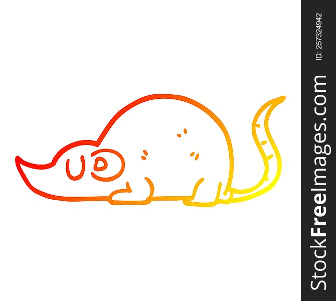 Warm Gradient Line Drawing Cartoon Mouse Rat