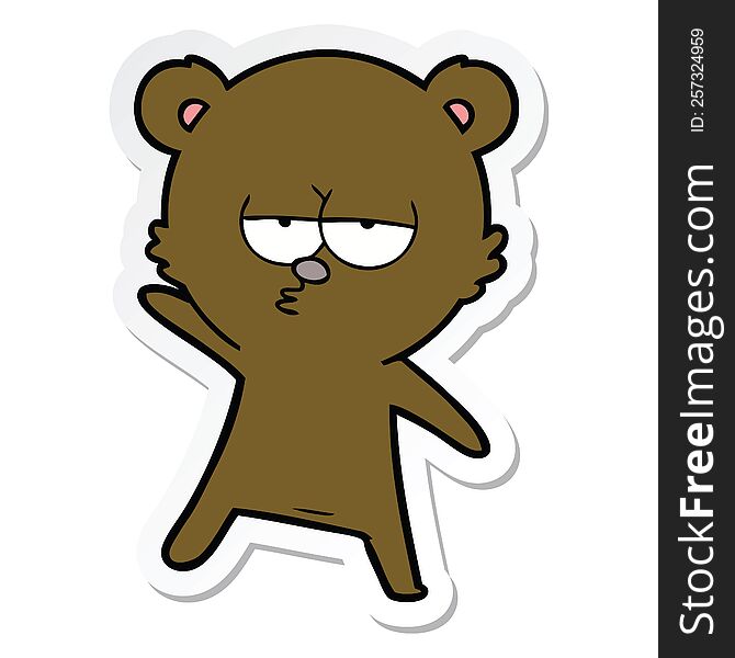sticker of a bored bear cartoon