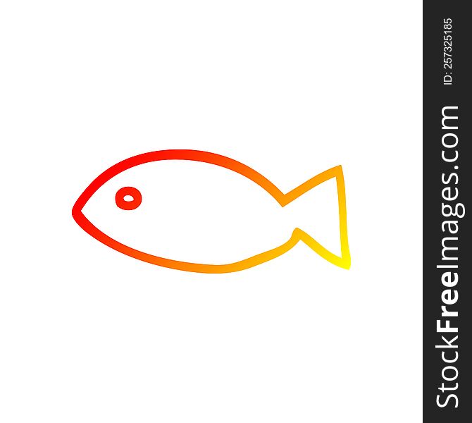 Warm Gradient Line Drawing Cartoon Fish Symbol