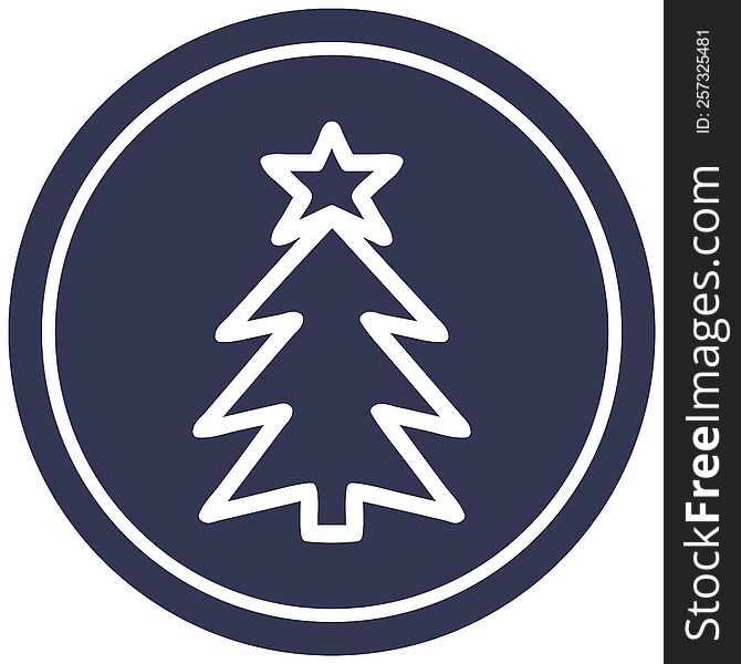christmas tree circular icon symbol