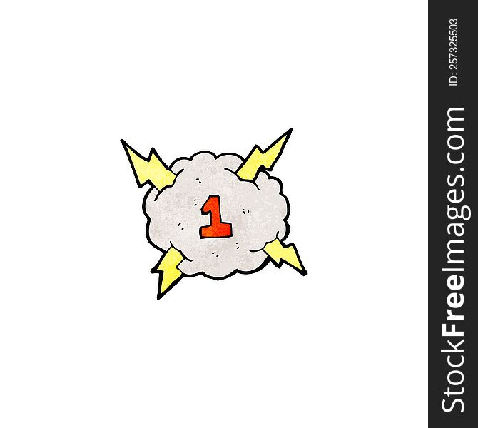 cartoon thunder cloud with number 1