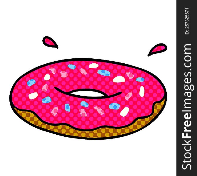 hand drawn cartoon doodle of an iced ring donut