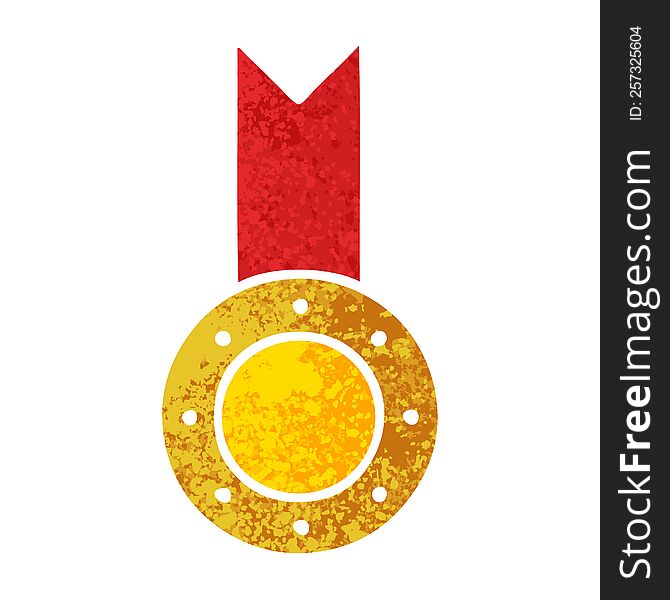 retro illustration style cartoon gold medal