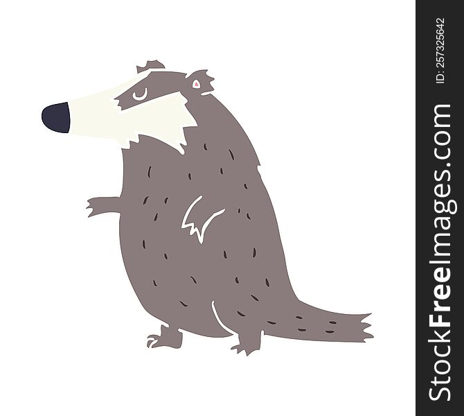 Flat Color Style Cartoon Badger