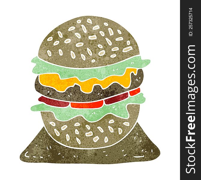 Retro Cartoon Tasty Burger