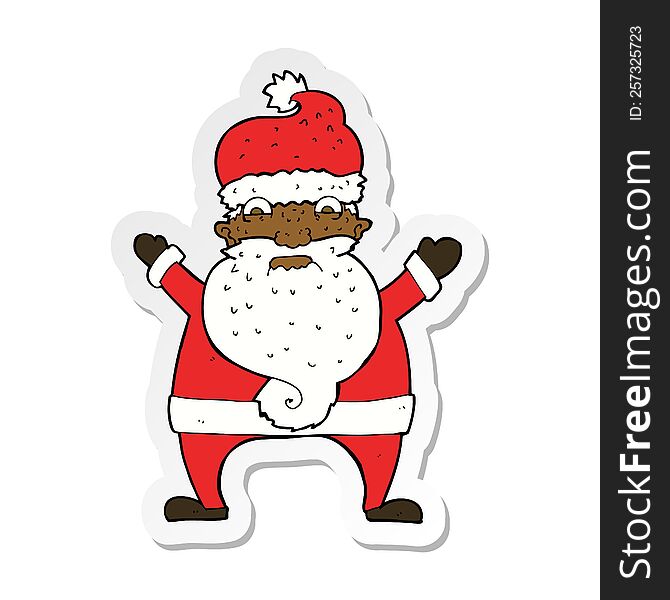 sticker of a cartoon stressed out santa