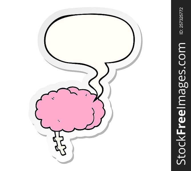 Cartoon Brain And Speech Bubble Sticker