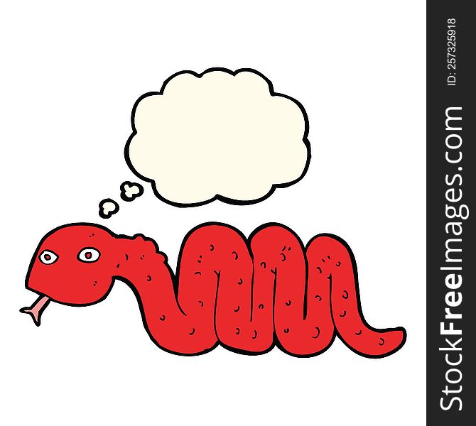 Funny Cartoon Snake With Thought Bubble