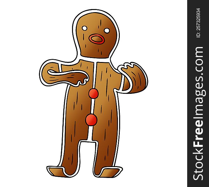 hand drawn gradient cartoon doodle of a gingerbread man