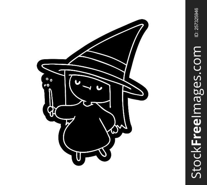 Cartoon Icon Of A Cute Kawaii Witch Girl