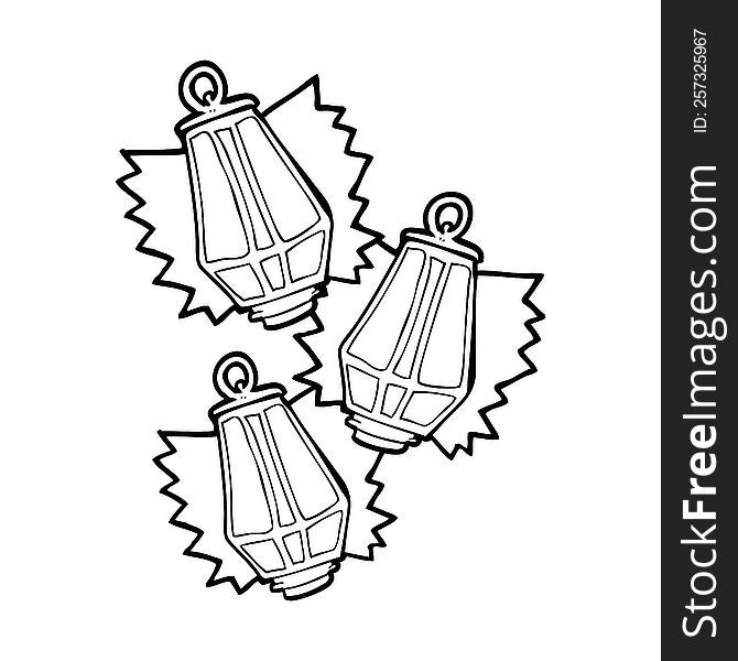 Black And White Cartoon Christmas Lanterns