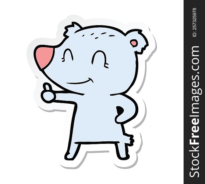 Sticker Of A Cartoon Bear Giving Thumbs Up Sign