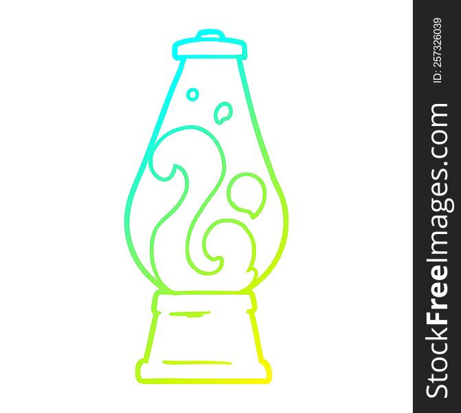 cold gradient line drawing of a cartoon retro lava lamp