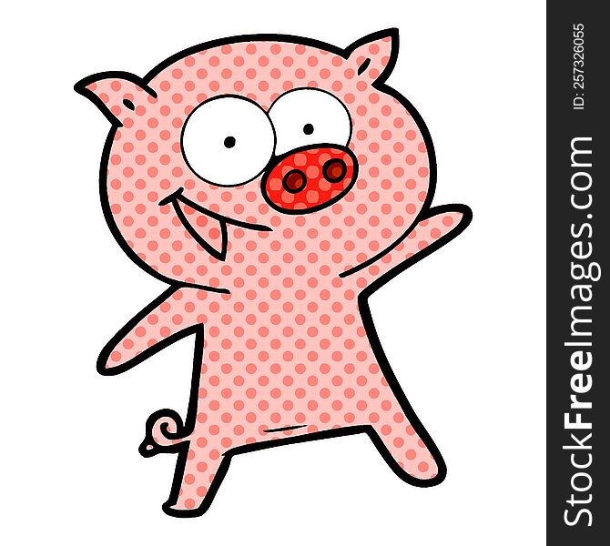 cheerful dancing pig cartoon. cheerful dancing pig cartoon