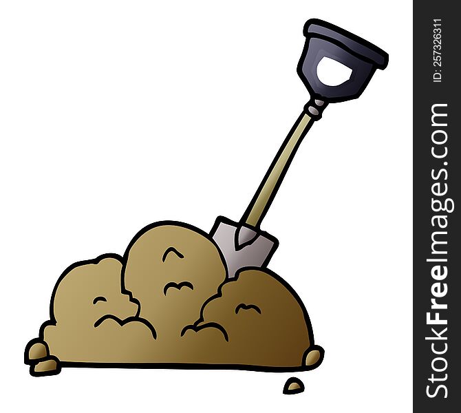 cartoon doodle shovel in dirt