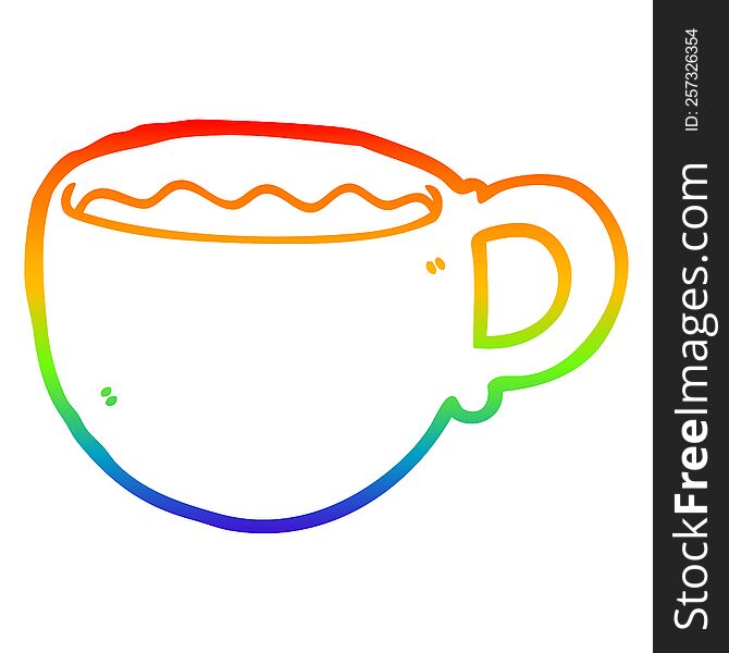 rainbow gradient line drawing cartoon coffee cup