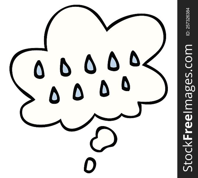 Cartoon Rain And Thought Bubble