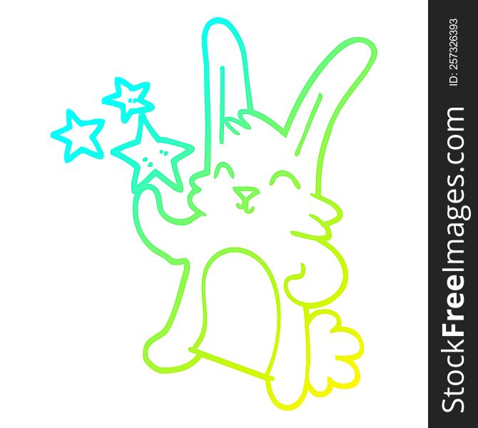 Cold Gradient Line Drawing Cartoon Happy Bunny