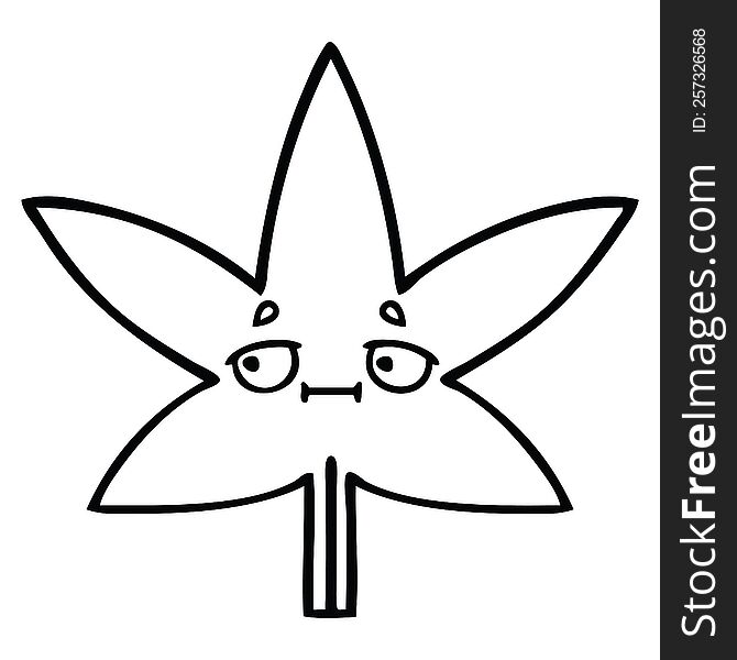 line drawing cartoon of a marijuana leaf
