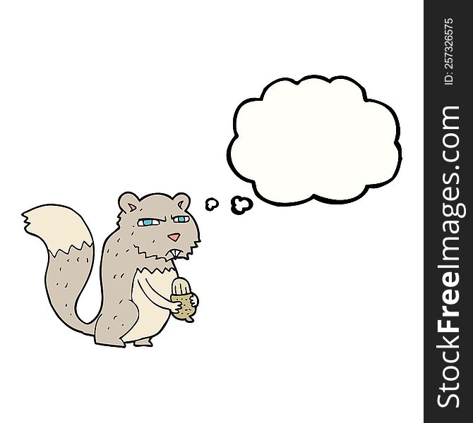 Thought Bubble Cartoon Angry Squirrel With Nut